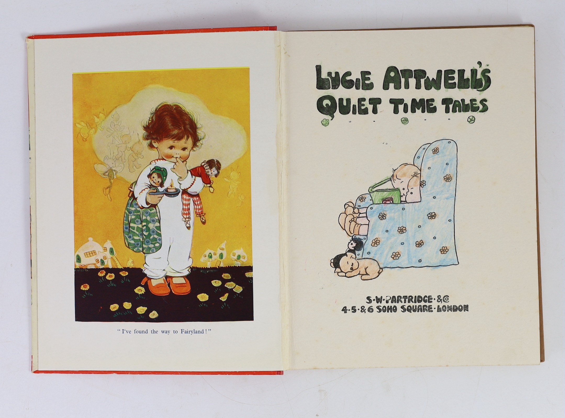 Three early 20th century Children’s works - Attwell, Mabel Lucy - Quiet Time Tales, some plates coloured by infants, S.W. Partridge, 1933; Talbot, Ethel - Farmer John’s Tales, childish inscription to title verso, Ladybir